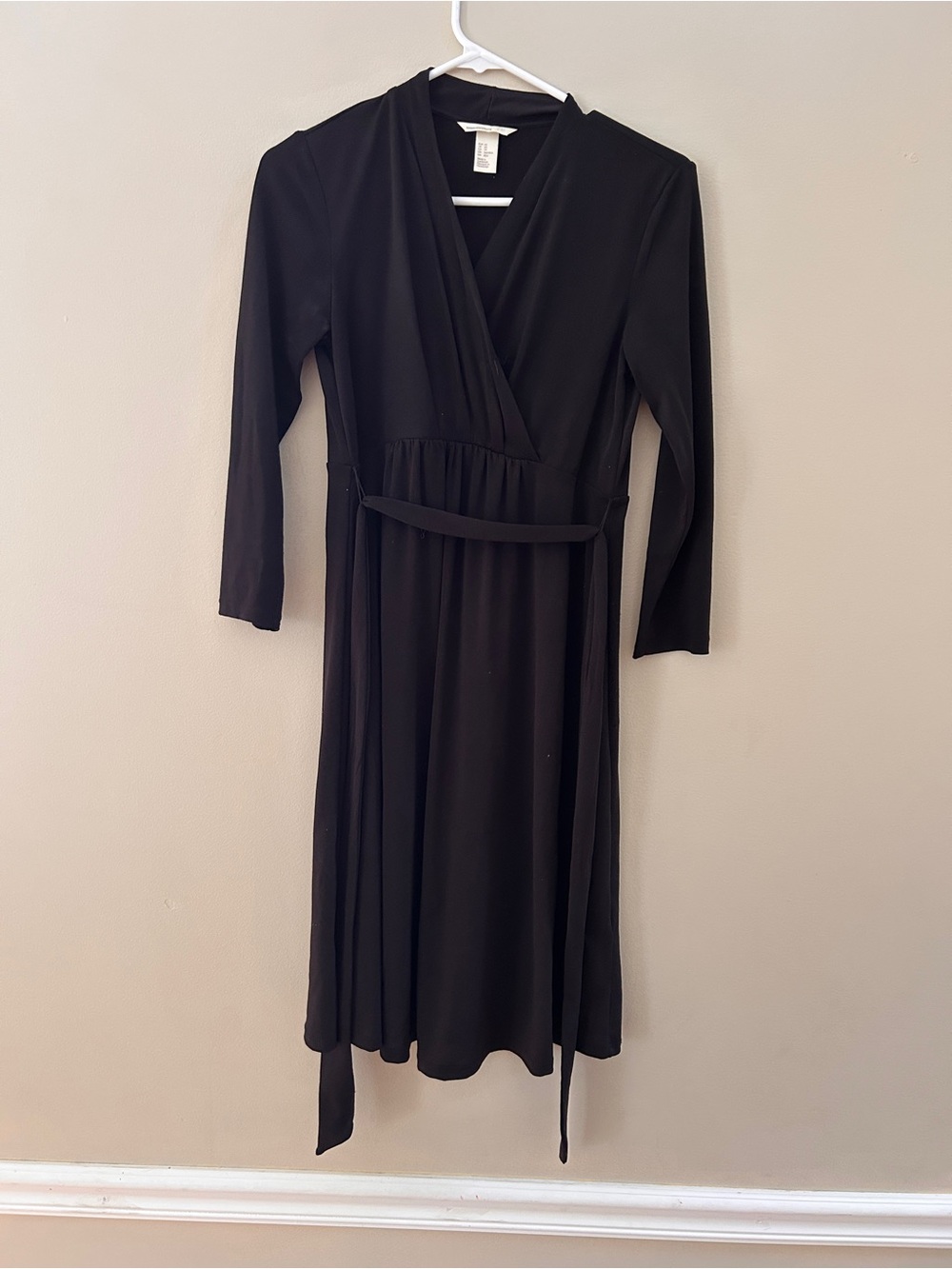 Classic Black Wrap Dress with Waist Tie